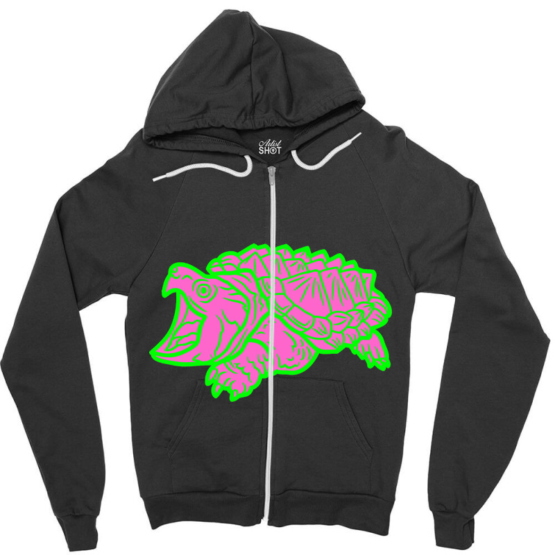 Alligator Snapping Turtle - Reptile - Wildlife - Animal Bite Zipper Hoodie | Artistshot