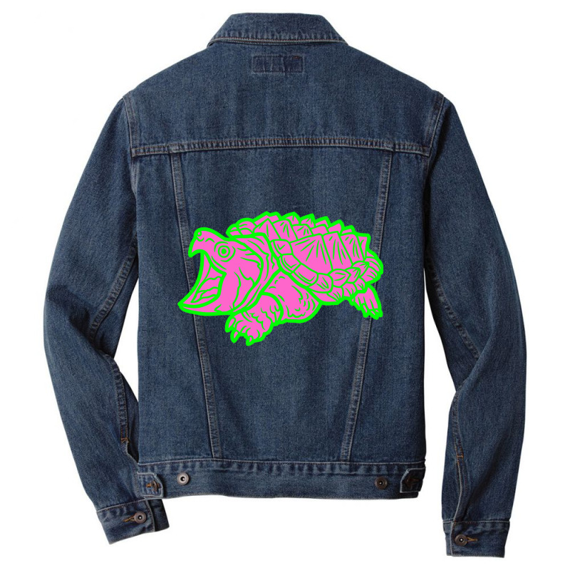 Alligator Snapping Turtle - Reptile - Wildlife - Animal Bite Men Denim Jacket | Artistshot