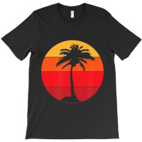 Pacific Ocean Beach Palm Tree Sun Retro Vintage T-shirt | Artistshot