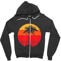 Pacific Ocean Beach Palm Tree Sun Retro Vintage Zipper Hoodie | Artistshot