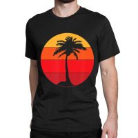 Pacific Ocean Beach Palm Tree Sun Retro Vintage Classic T-shirt | Artistshot