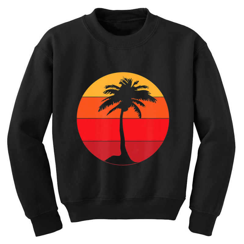 Pacific Ocean Beach Palm Tree Sun Retro Vintage Youth Sweatshirt by yumgaugeteuda | Artistshot