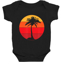 Pacific Ocean Beach Palm Tree Sun Retro Vintage Baby Bodysuit | Artistshot