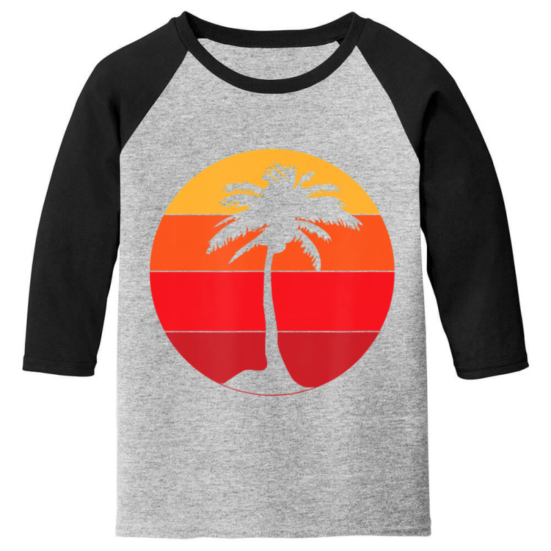 Pacific Ocean Beach Palm Tree Sun Retro Vintage Youth 3/4 Sleeve by yumgaugeteuda | Artistshot