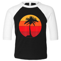 Pacific Ocean Beach Palm Tree Sun Retro Vintage Toddler 3/4 Sleeve Tee | Artistshot