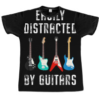 Vintage Music Easily Distracted Guitars String Instrument Graphic T-shirt | Artistshot