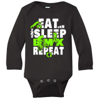 Eat Sleep Bmx Repeat Funny Bicycle Gift Motocross Long Sleeve Baby Bodysuit | Artistshot