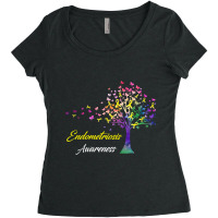 Tree Ribbons Endometriosis Awareness Support Endometriosis Warrior Gif Women's Triblend Scoop T-shirt | Artistshot