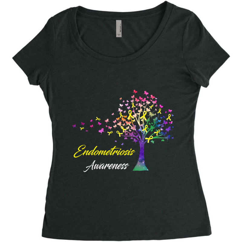 Tree Ribbons Endometriosis Awareness Support Endometriosis Warrior Gif Women's Triblend Scoop T-shirt by poppyallen | Artistshot