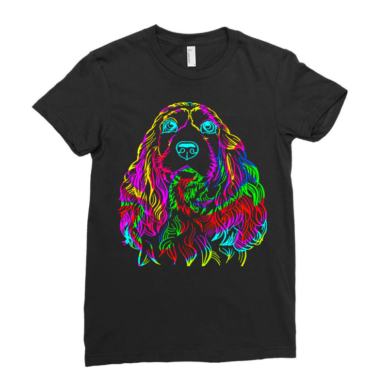 Cocker T  Shirt Colorful Cocker Spaniel Dog T  Shirt Ladies Fitted T-Shirt by greenholttroy502 | Artistshot