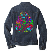 Cocker T  Shirt Colorful Cocker Spaniel Dog T  Shirt Ladies Denim Jacket | Artistshot