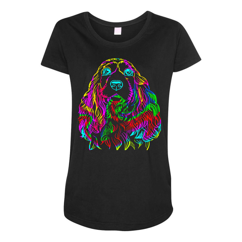 Cocker T  Shirt Colorful Cocker Spaniel Dog T  Shirt Maternity Scoop Neck T-shirt by greenholttroy502 | Artistshot