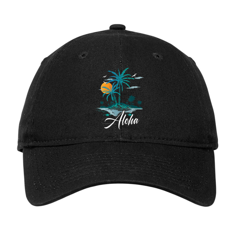 Aloha Hawaii Palm Tree Beach Vacation Family Trip Adjustable Cap by Min08 | Artistshot