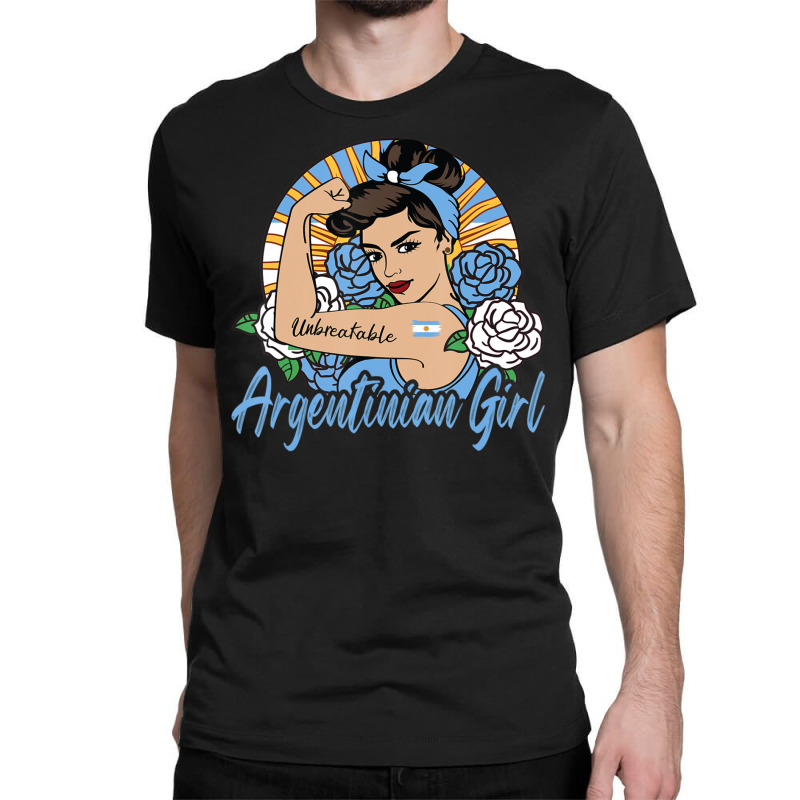 Argentina Girl Argentinian Mujer Argentine Flag Classic T-shirt by Min05 | Artistshot