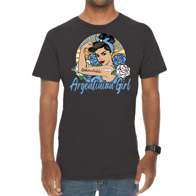 Argentina Girl Argentinian Mujer Argentine Flag Vintage T-Shirt by Min05 | Artistshot