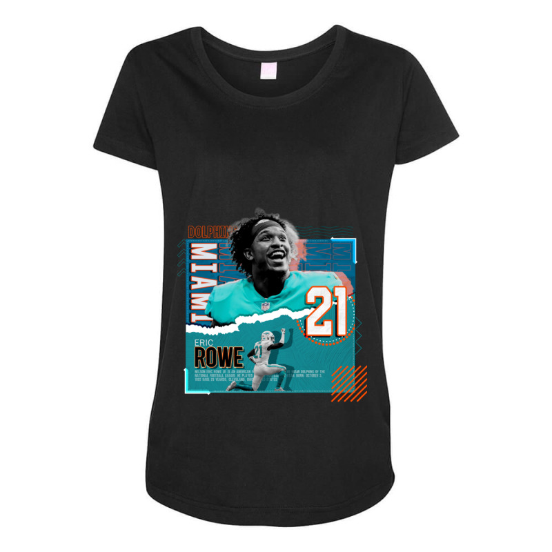 Eric Rowe Football Paper Poster Dolphins Maternity Scoop Neck T-shirt by JemmaLyna | Artistshot