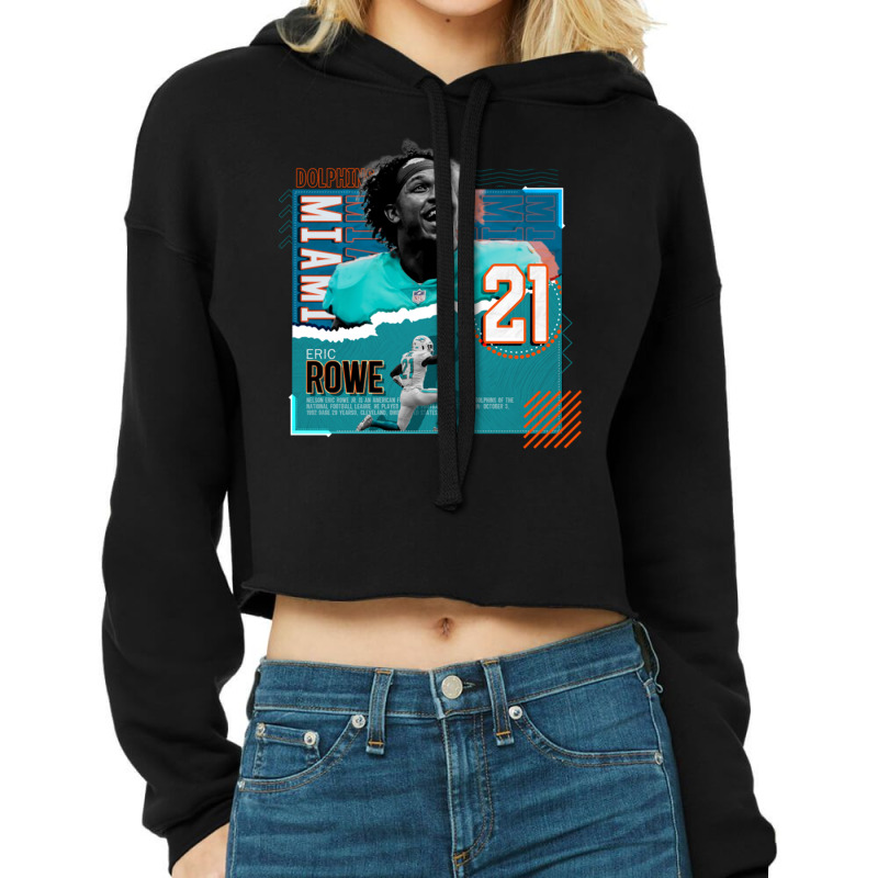 Eric Rowe Football Paper Poster Dolphins Cropped Hoodie by JemmaLyna | Artistshot