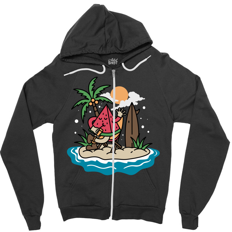 Watermelon Beach Zipper Hoodie | Artistshot