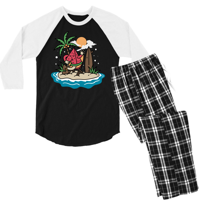 Watermelon Beach Men's 3/4 Sleeve Pajama Set | Artistshot