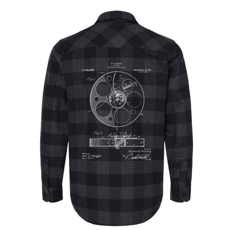 Film Reel Patent - Classic Cinema Art - Black Chalkboard Flannel Shirt by AcostaLopezJuan | Artistshot