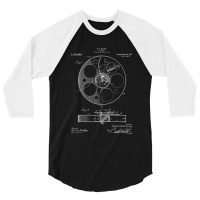 Film Reel Patent - Classic Cinema Art - Black Chalkboard 3/4 Sleeve Shirt | Artistshot