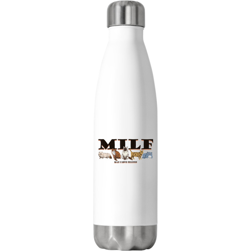 Milf Man I Love Felines Vintage Persian Cat Stainless Steel Water Bottle | Artistshot