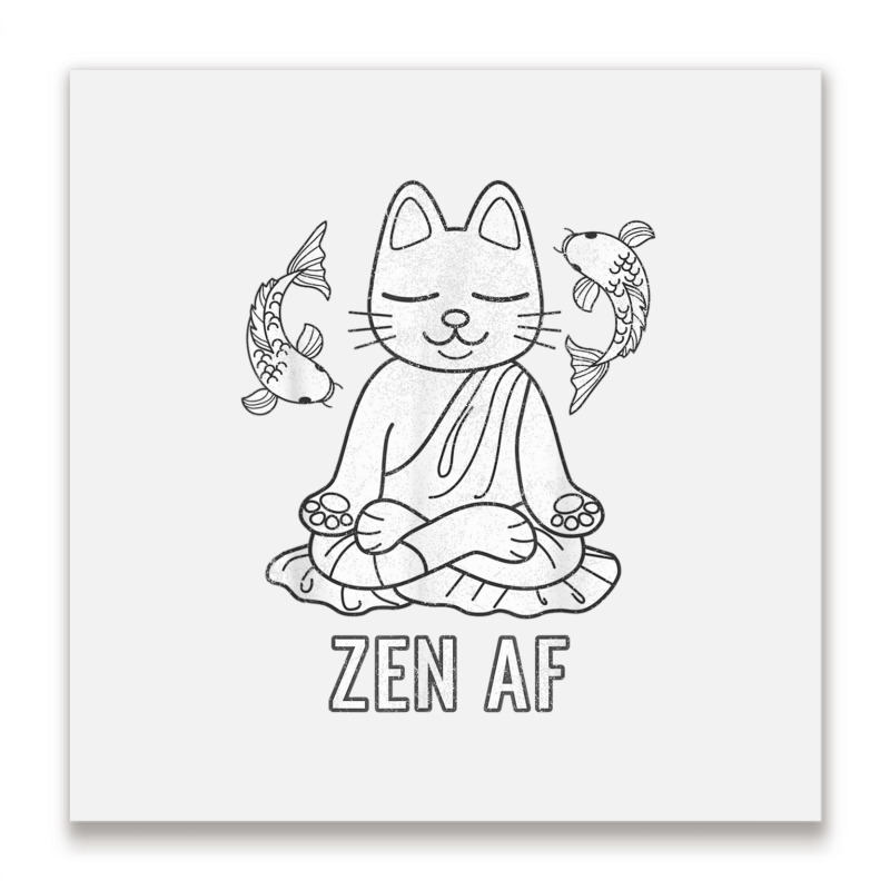 Zen Af Funny Meditating Cat Spiritual Yoga Gift For Women Metal Print Square | Artistshot