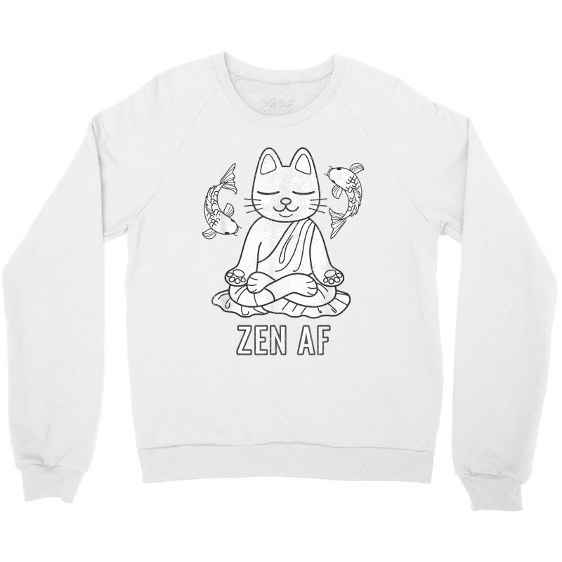 Zen Af Funny Meditating Cat Spiritual Yoga Gift For Women Crewneck Sweatshirt | Artistshot