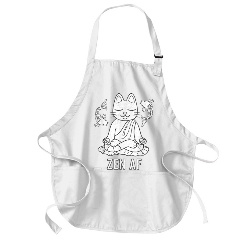 Zen Af Funny Meditating Cat Spiritual Yoga Gift For Women Medium-length Apron | Artistshot