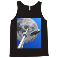 Toronto Cn Tower Under A Full Moon With Flying Saucer Tank Top | Artistshot