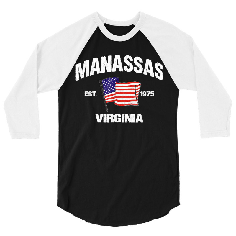 Manassas Virginia Va Usa Stars & Stripes Vintage Style 3/4 Sleeve Shirt by JOSEPHDOMINICWILLIS | Artistshot