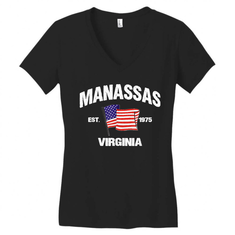 Manassas Virginia Va Usa Stars & Stripes Vintage Style Women's V-Neck T-Shirt by JOSEPHDOMINICWILLIS | Artistshot