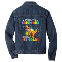 Goodbye Kindergarten Graduation Hello First Grade Dinosaur Men Denim Jacket | Artistshot