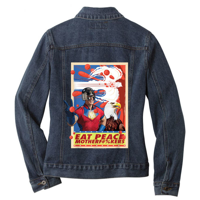 Peacemaker Eat Peace With Eagle Ladies Denim Jacket | Artistshot