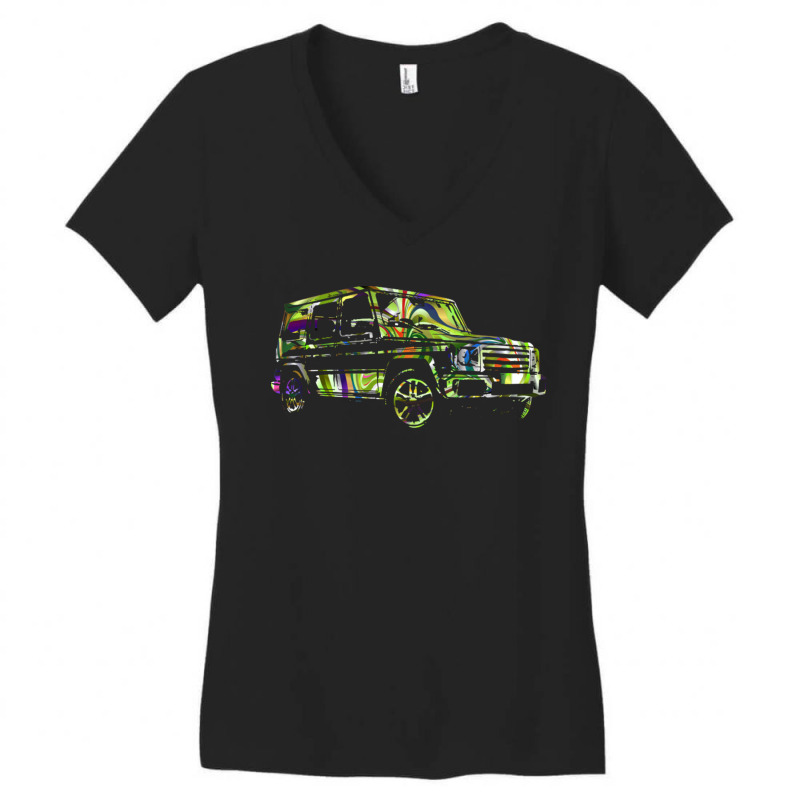 G Wagon Abstract Psychedelic Colorful Women's V-Neck T-Shirt by hishamborgy | Artistshot