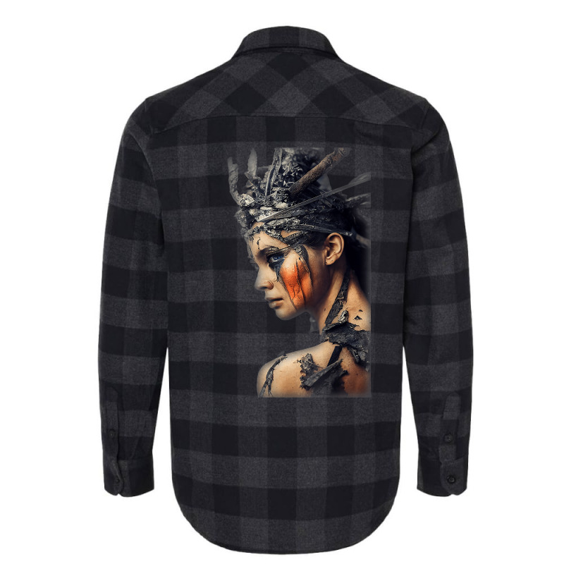 Beautiful Woman Warrior Wearing Damaged Scales A Battle T Shirt Flannel Shirt | Artistshot