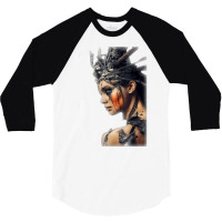 Beautiful Woman Warrior Wearing Damaged Scales A Battle T Shirt 3/4 Sleeve Shirt | Artistshot