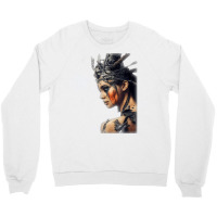 Beautiful Woman Warrior Wearing Damaged Scales A Battle T Shirt Crewneck Sweatshirt | Artistshot