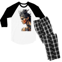 Beautiful Woman Warrior Wearing Damaged Scales A Battle T Shirt Men's 3/4 Sleeve Pajama Set | Artistshot