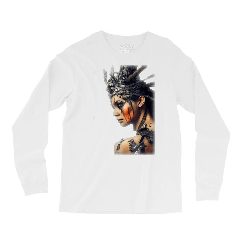 Beautiful Woman Warrior Wearing Damaged Scales A Battle T Shirt Long Sleeve Shirts | Artistshot