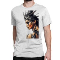 Beautiful Woman Warrior Wearing Damaged Scales A Battle T Shirt Classic T-shirt | Artistshot