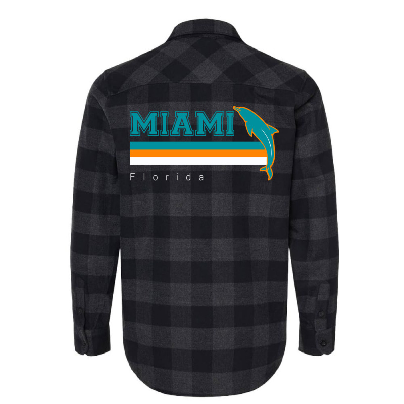 Miami Sports Football Athletic Novelty Dolphin Retro Flannel Shirt | Artistshot