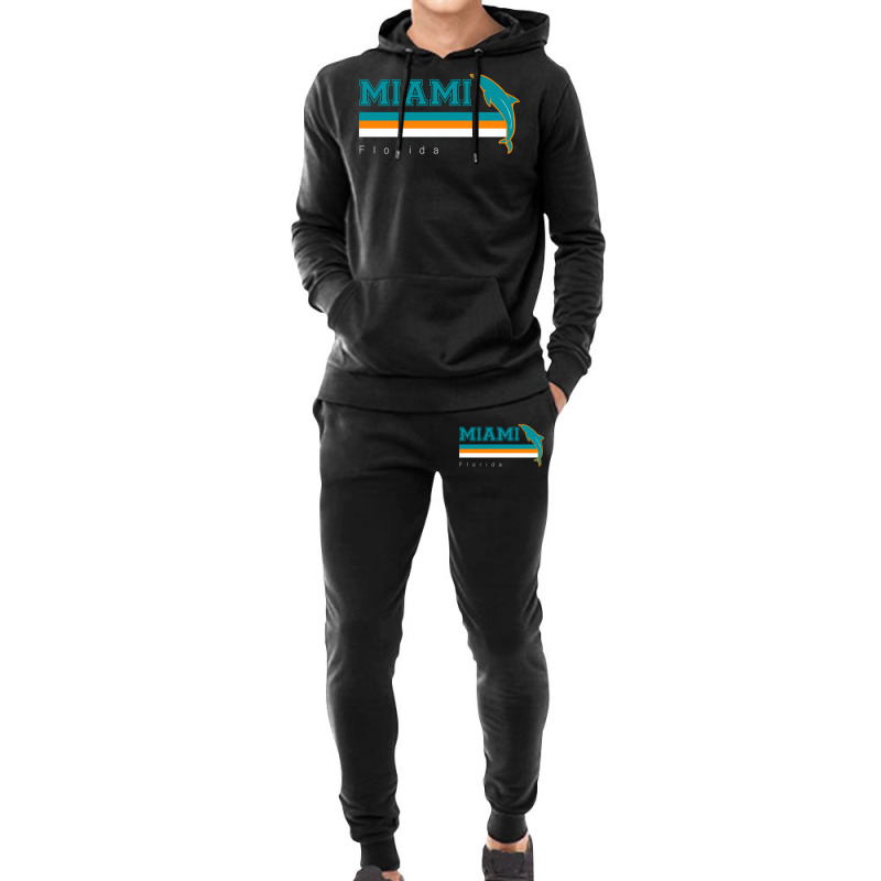 Miami Sports Football Athletic Novelty Dolphin Retro Hoodie & Jogger Set | Artistshot