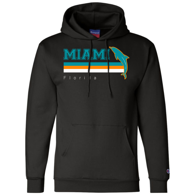 Miami Sports Football Athletic Novelty Dolphin Retro Champion Hoodie | Artistshot