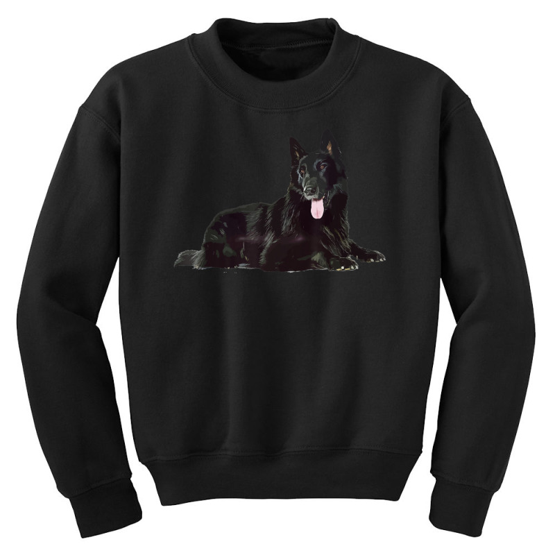 Black German Shepherd, Rare Black German Shepherd Realistic Youth Sweatshirt by rastyrocl | Artistshot