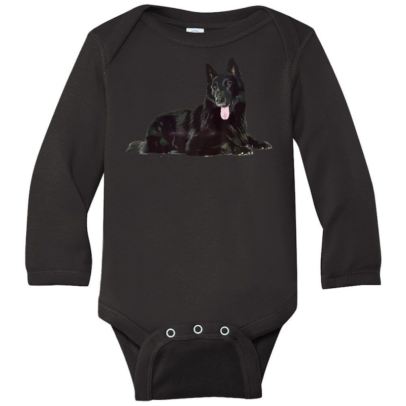 Black German Shepherd, Rare Black German Shepherd Realistic Long Sleeve Baby Bodysuit by rastyrocl | Artistshot