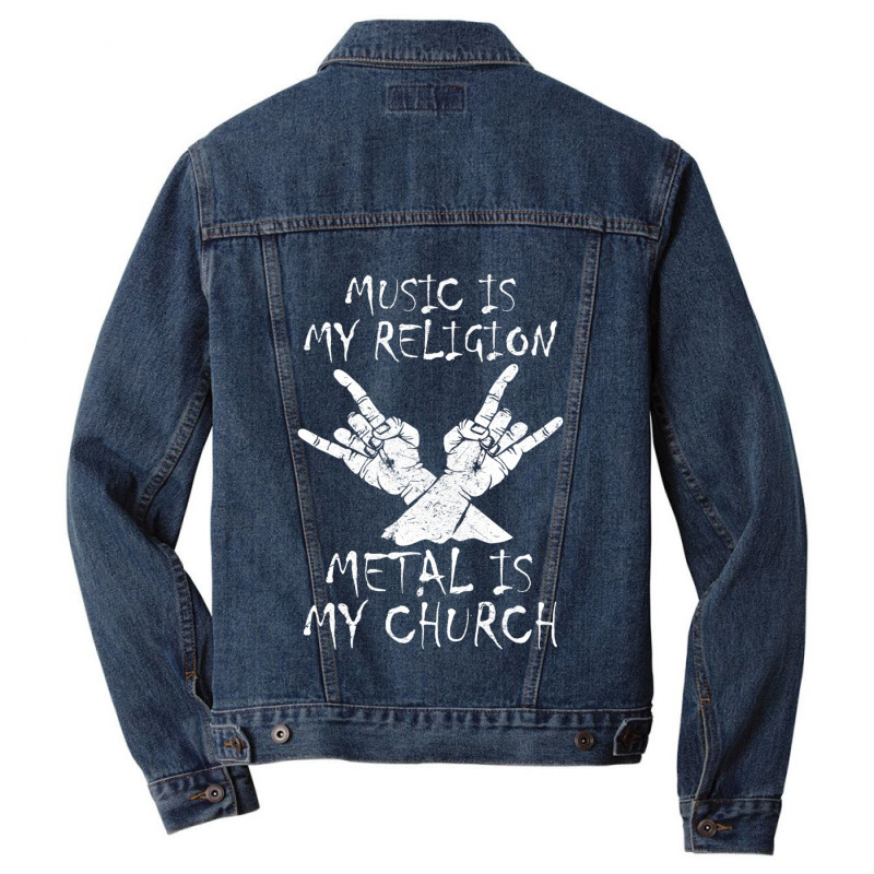 Metal Is My Church Heavy Metal Saying Gift Men Denim Jacket by RubenGarcia | Artistshot