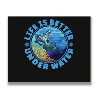 Life Is Better Under Water Marine Biology Scuba Diver Premium Metal Print Horizontal | Artistshot