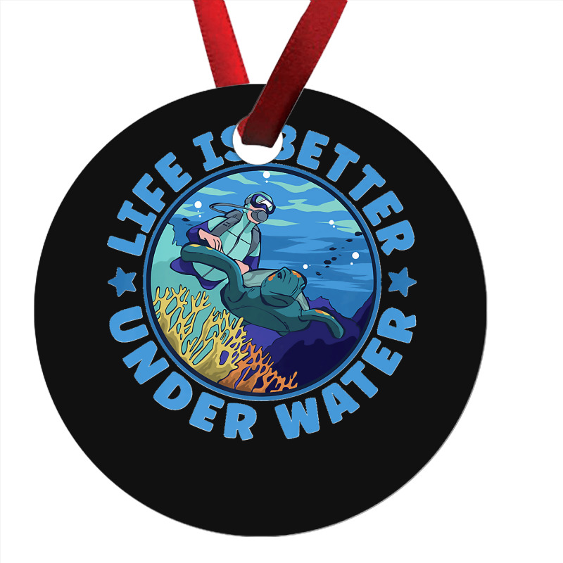 Life Is Better Under Water Marine Biology Scuba Diver Premium Ornament | Artistshot