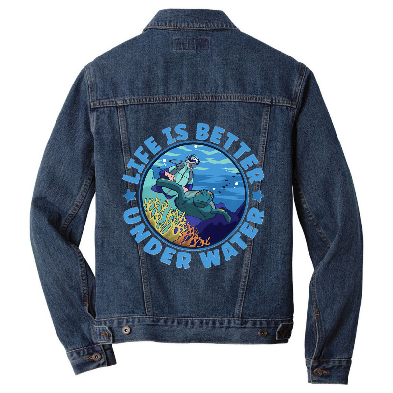 Life Is Better Under Water Marine Biology Scuba Diver Premium Men Denim Jacket | Artistshot